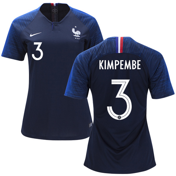 Women's France #3 Kimpembe Home Soccer Country Jersey - Click Image to Close